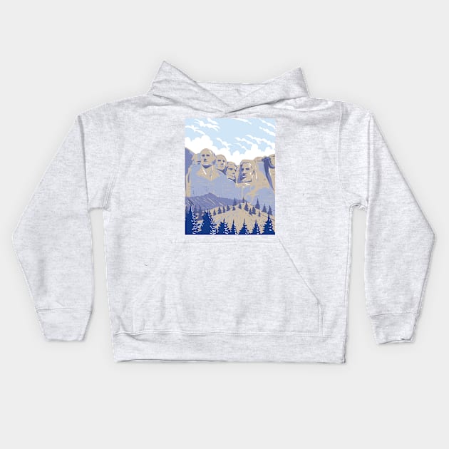 Mount Rushmore National Memorial Shrine of Democracy South Dakota USA WPA Art Poster Kids Hoodie by patrimonio